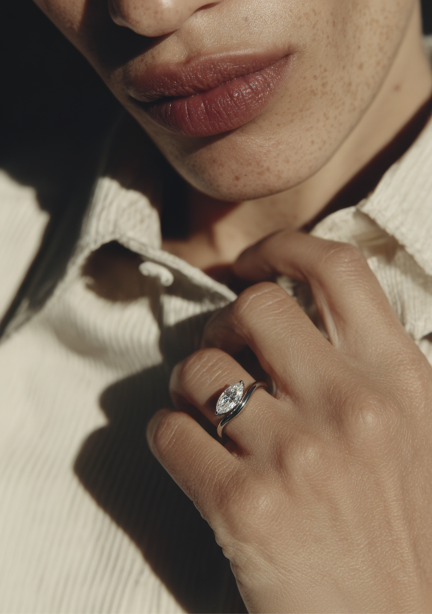 East-West Curved Band Marquise