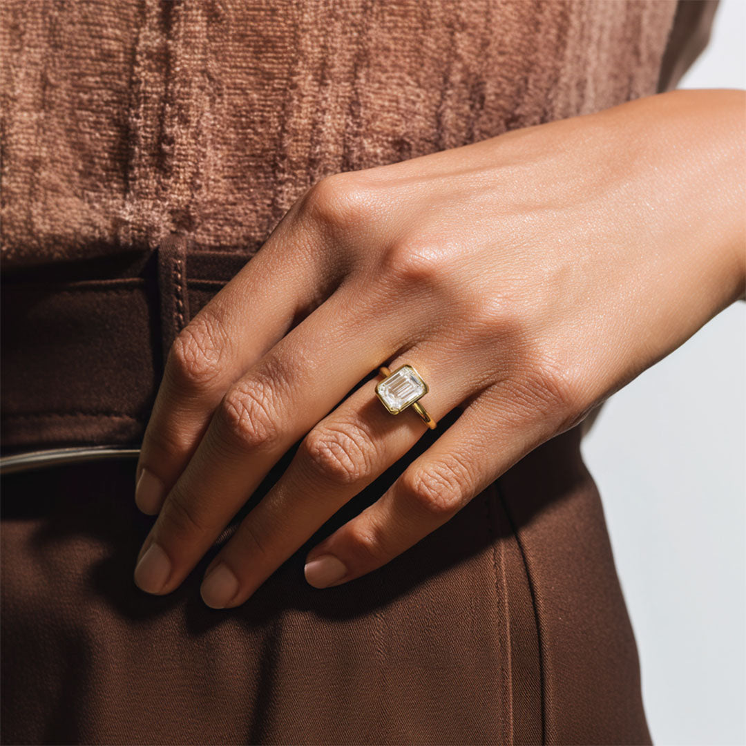 Bubble Emerald Cut Ring
