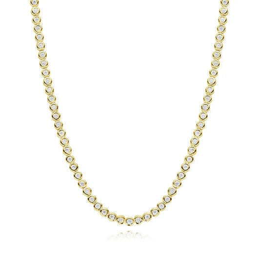 Yellow Gold Bubble Tennis Necklace