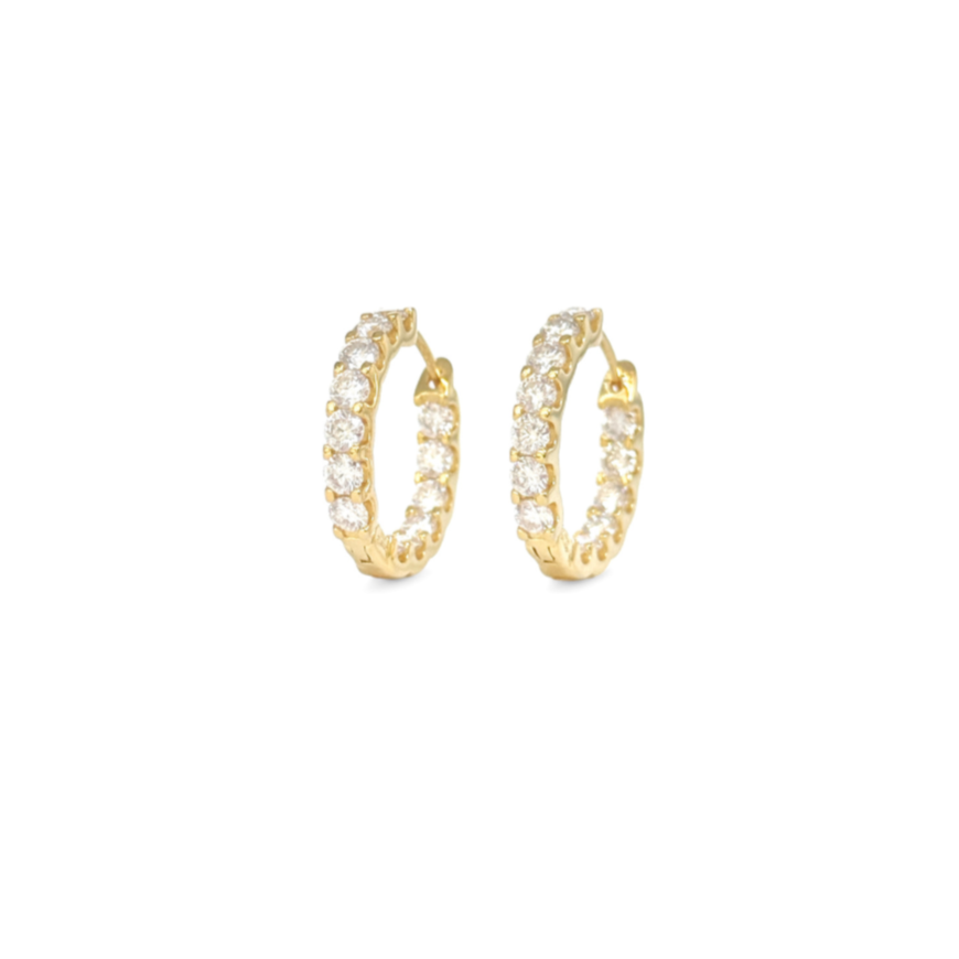 YG Round Cut Moissanite Hoop Earrings