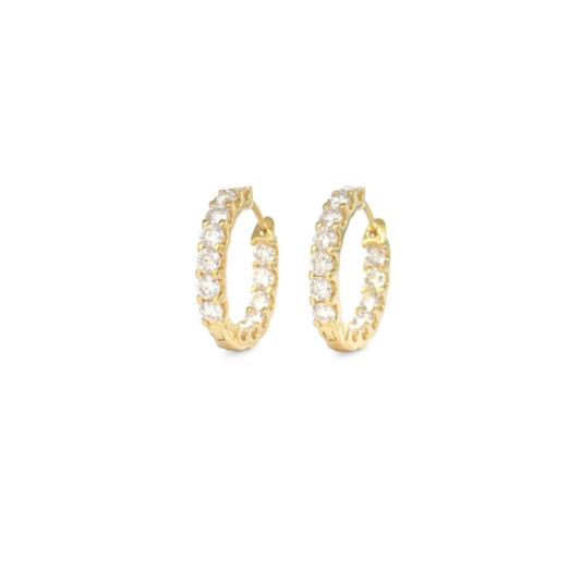 YG Round Cut Moissanite Hoop Earrings