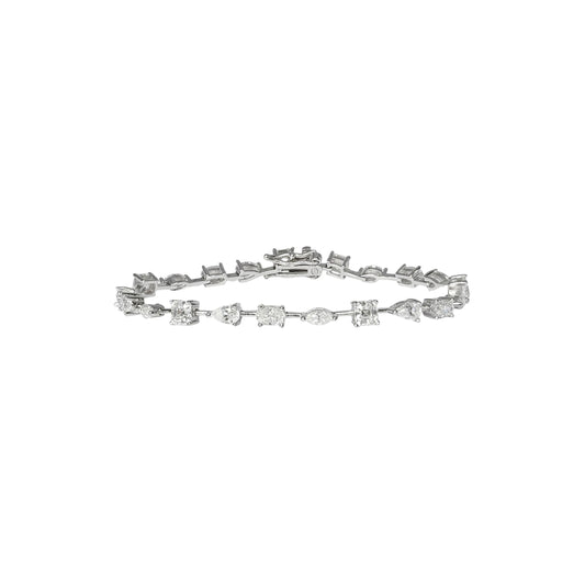 Mixed Cut Moissanite Tennis Bracelet