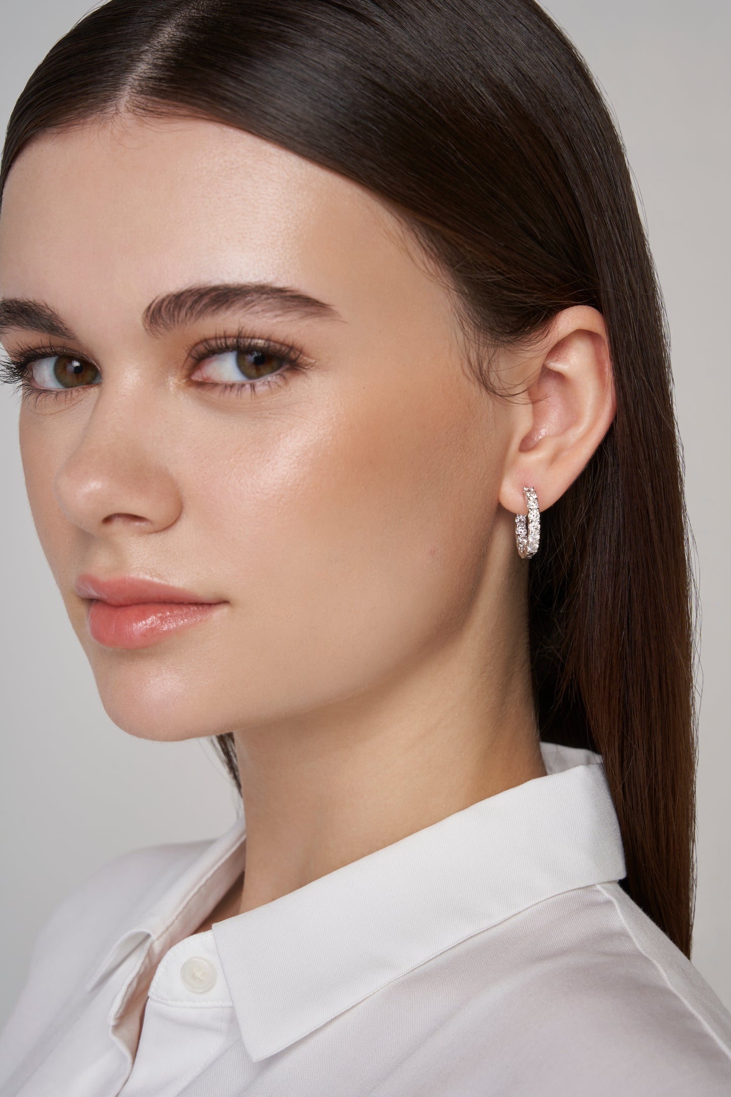Round Cut Moissanite Hoop Earrings