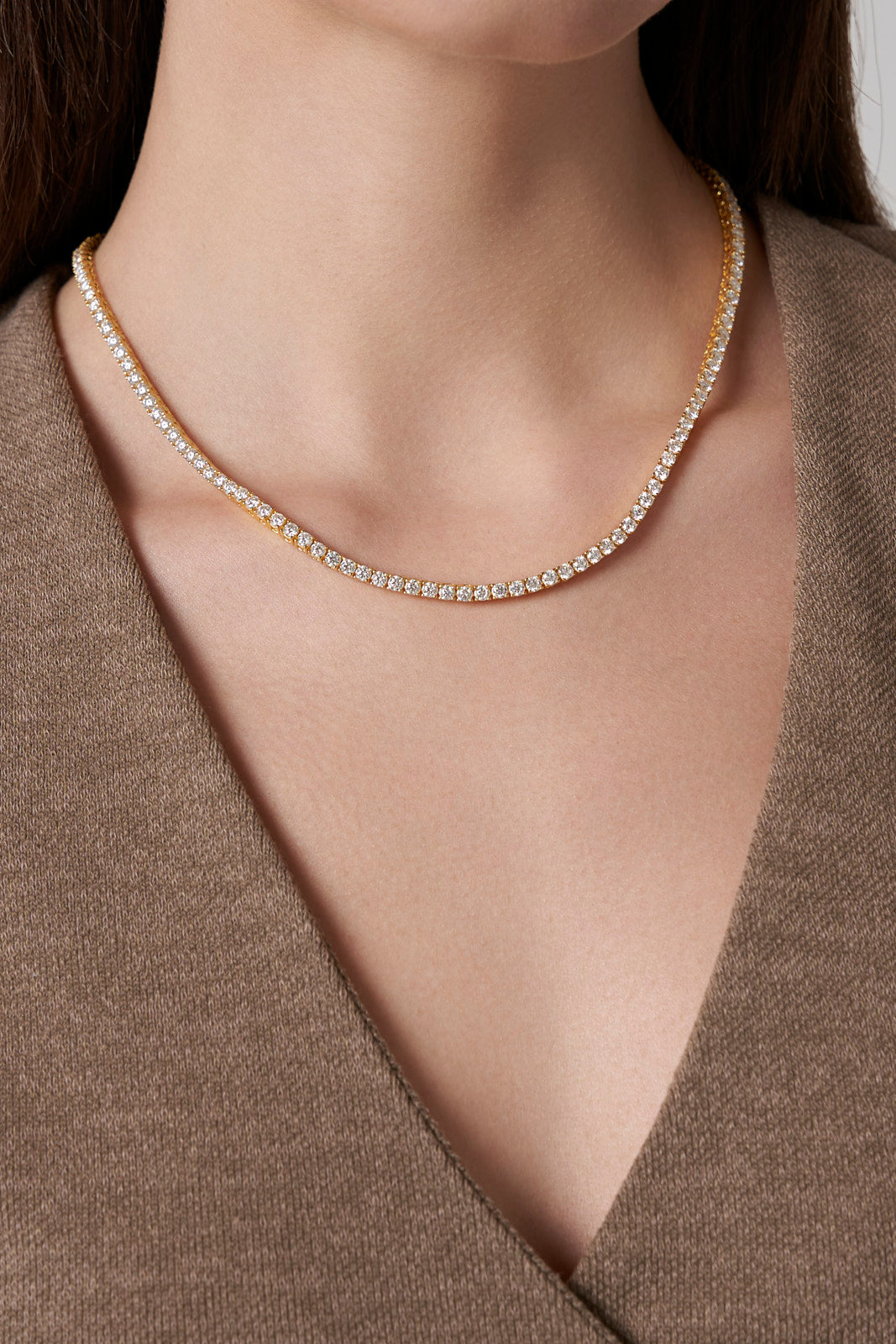 Round Cut Moissanite Tennis Necklace