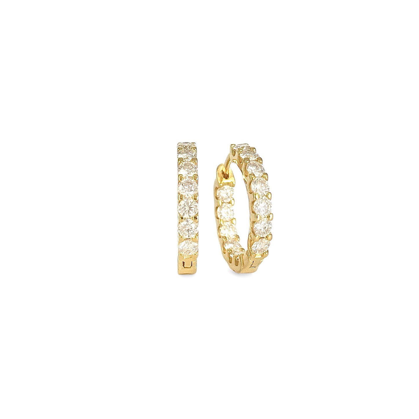 YG Round Cut Moissanite Hoop Earrings
