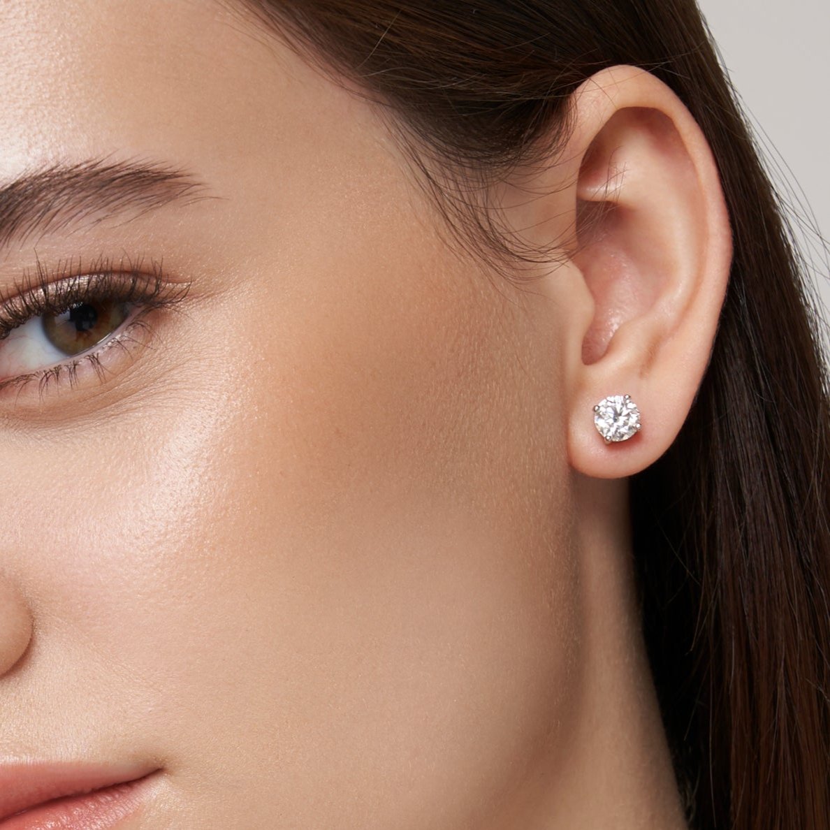 Round Cut Moissanite Basket Stud Earrings