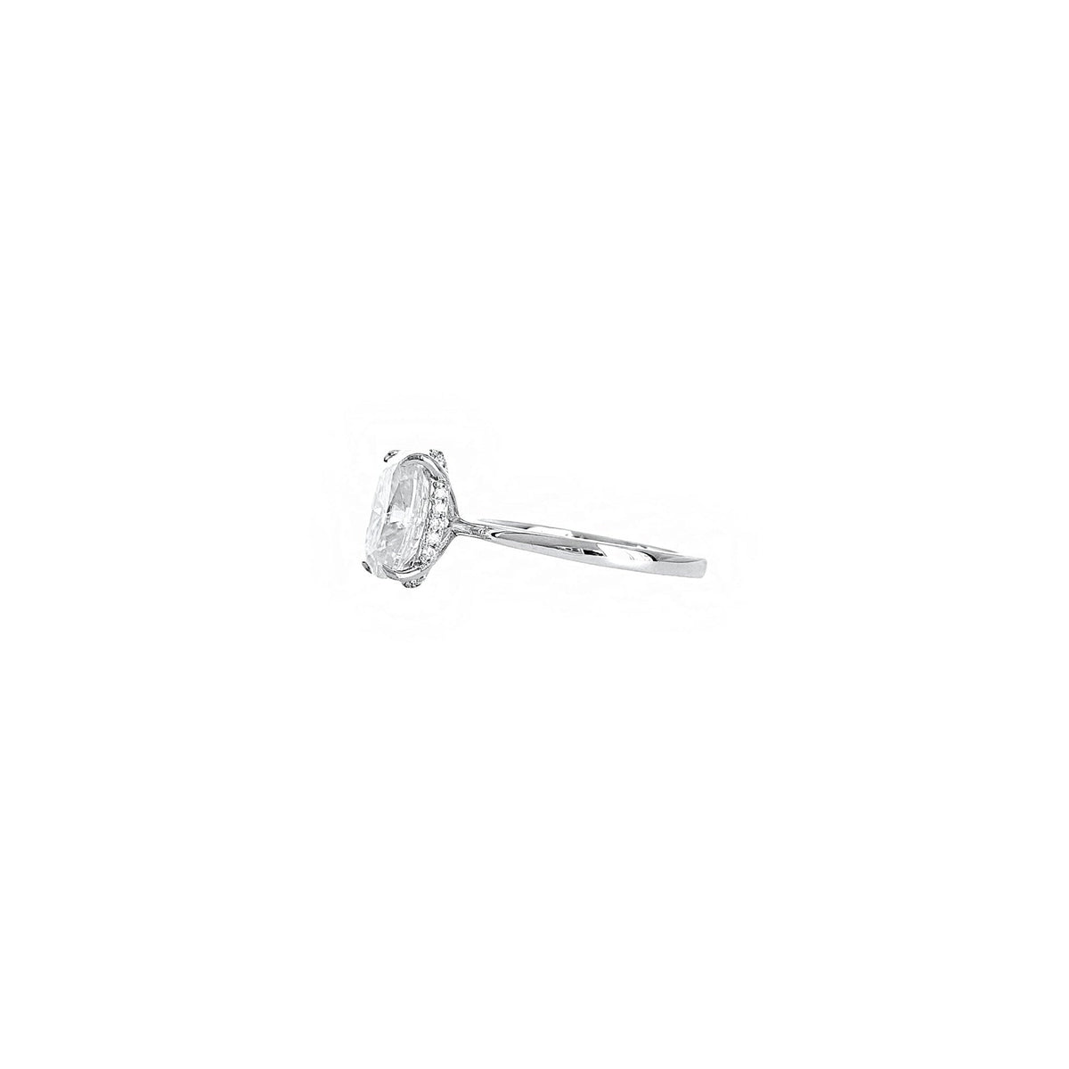 The Vault - 4CT Elongated Cushion Cut Moissanite Ring with Hidden Halo