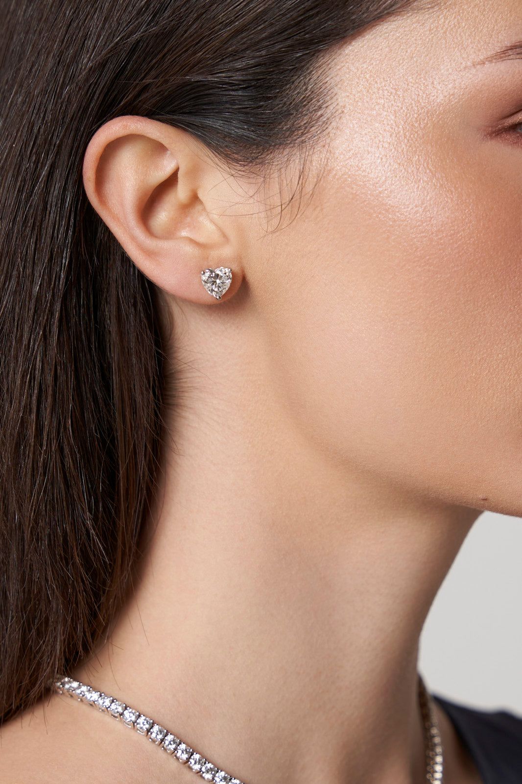 Heart Moissanite Stud Earrings