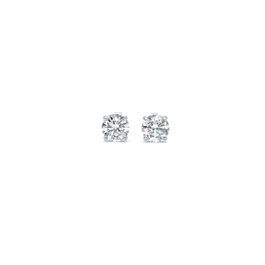 Round Cut Moissanite Basket Stud Earrings