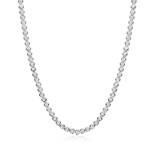 White Gold Bubble Tennis Necklace