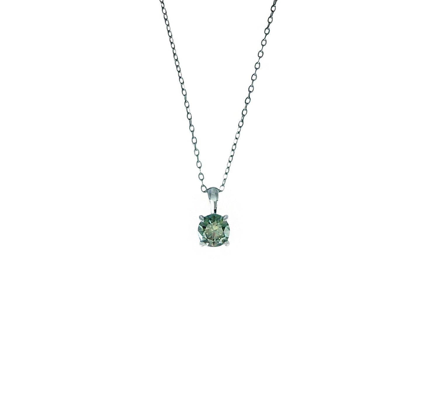 Green Round Cut Moissanite Pendant Necklace