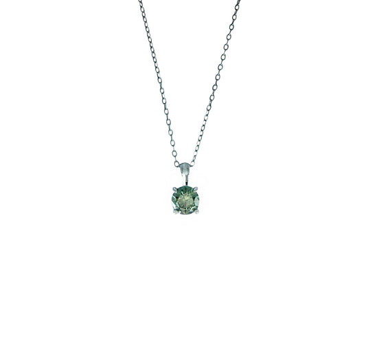Green Round Cut Moissanite Pendant Necklace