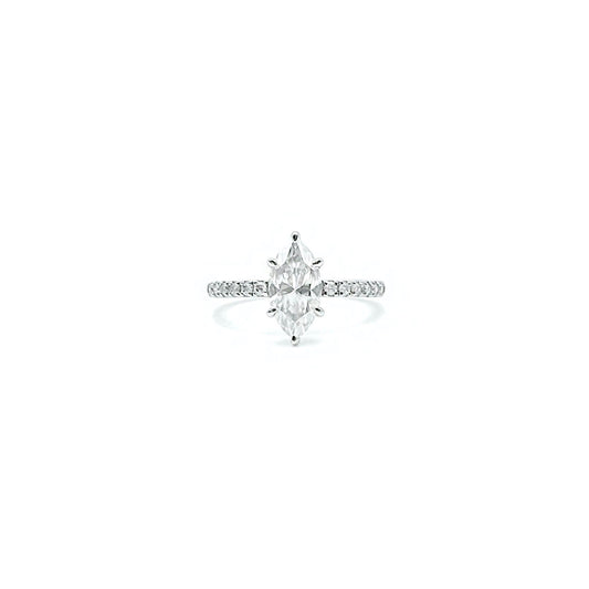The Vault - 2CT Marquise Cut Moissanite Ring with Hidden Halo