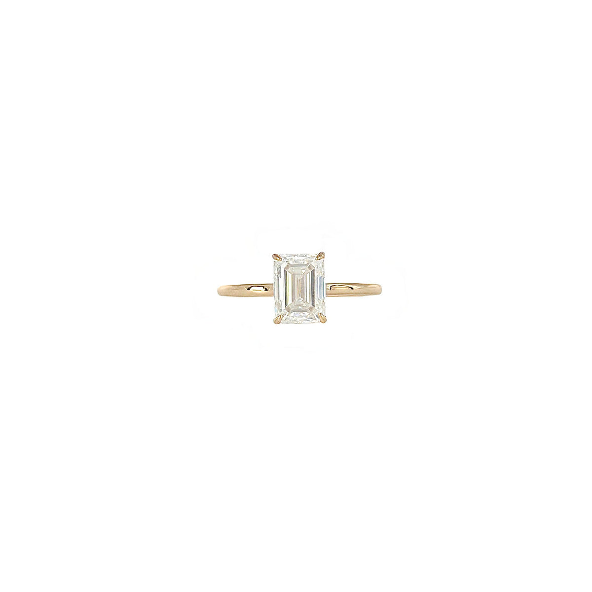 Vault 2CT Emerald Cut Cathedral Moissanite Ring Hidden Halo