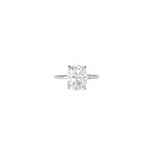 The Vault - 4CT Elongated Cushion Cut Moissanite Ring with Hidden Halo