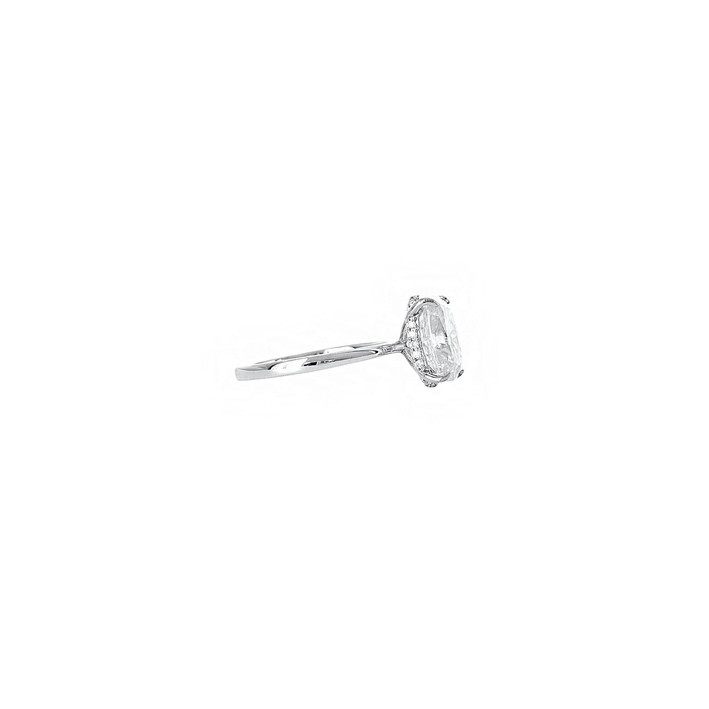 The Vault - 4CT Elongated Cushion Cut Moissanite Ring with Hidden Halo